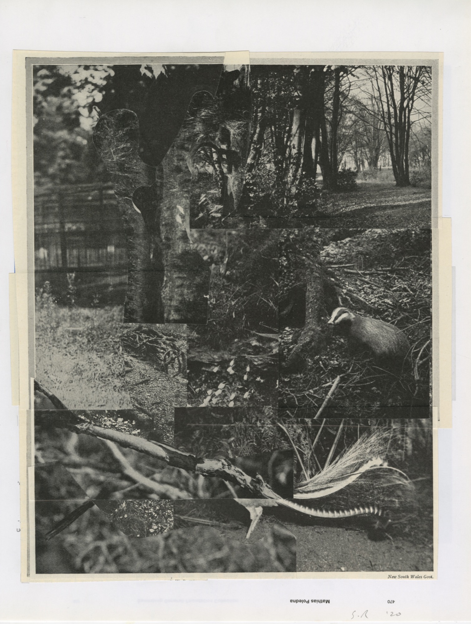 Stuart Ringholt, <em>Page 470</em>, 2020, collage, 41.5 x 34 cm, framed. Courtesy the artist and STATION.