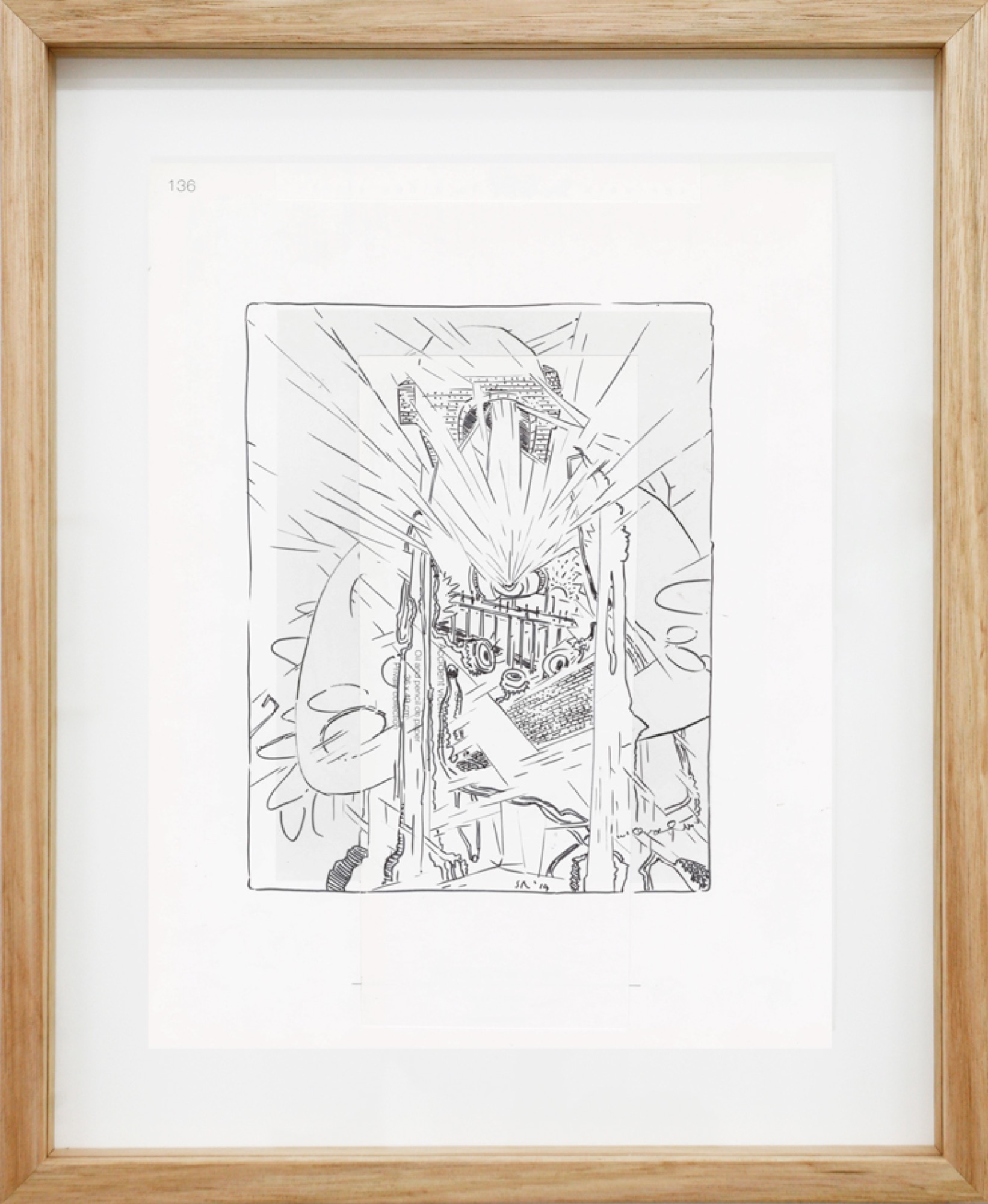Stuart Ringholt, <em>Page 136</em>, 2014, Ink and collage on offset paper, 31.5 x 24 cm