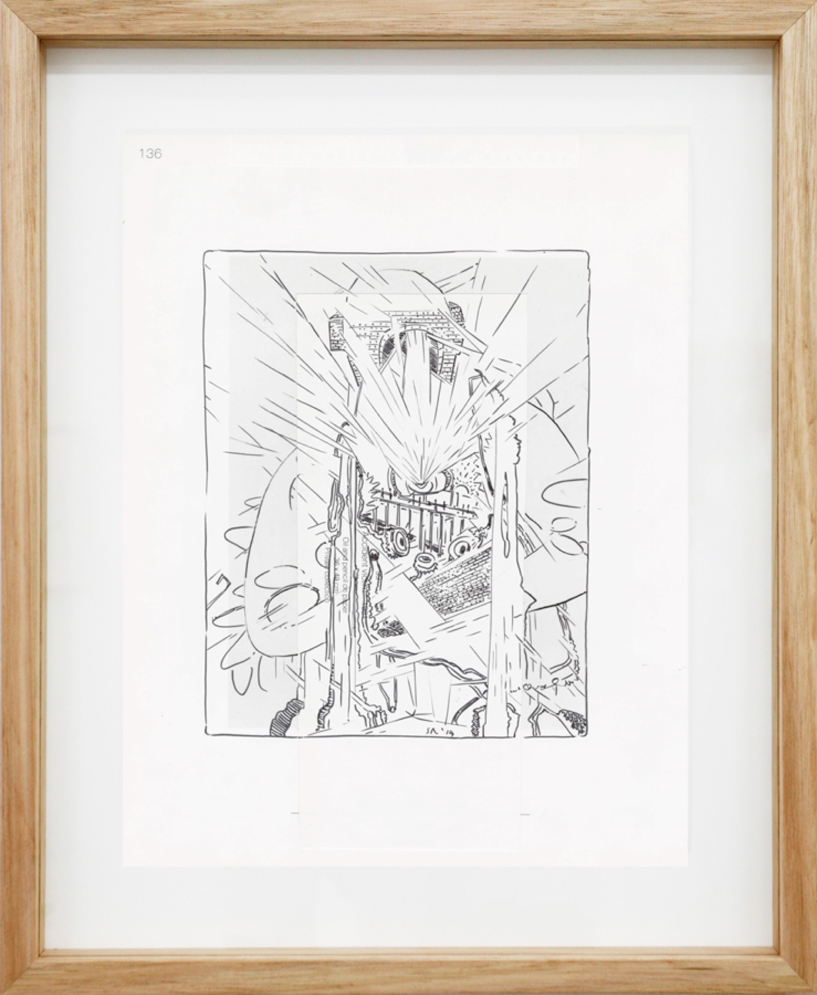Stuart Ringholt, <em>Page 136</em>, 2014, Ink and collage on offset paper, 31.5 x 24 cm