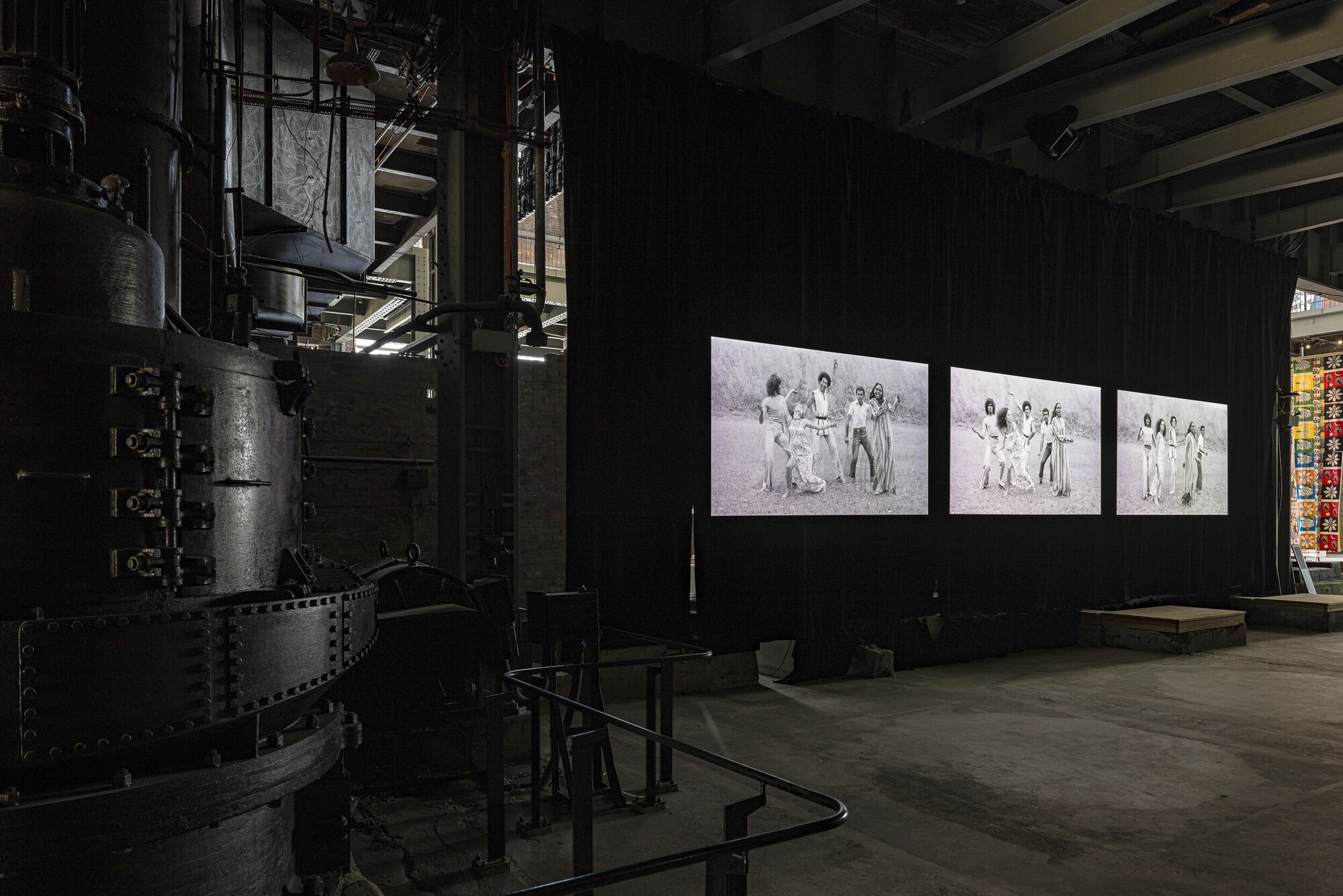 <p>William Yang, <em>Publicity Photographs for Nigeria tour #1-#21</em>, 1976. Courtesy the artist and The State Library of NSW, Sydney © William Yang. Installation view, 24th Biennale of Sydney, <em>Ten Thousand Suns</em>, 2024, White Bay Power Station. Photograph: Document Photography</p>