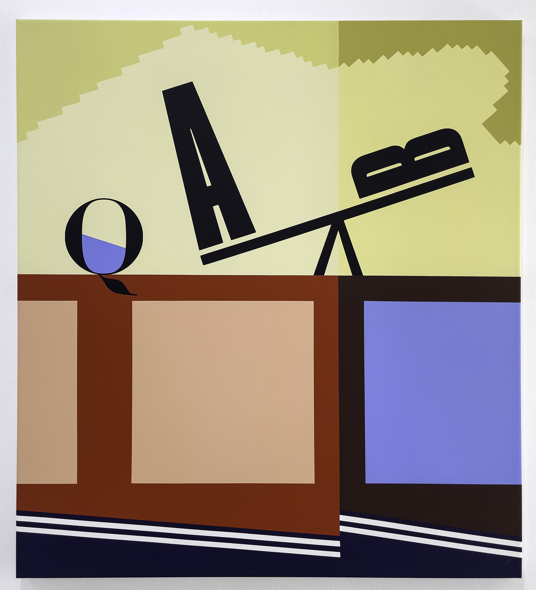 Ella Sutherland, <em>Saturday</em>, 2022, acrylic on linen, 76 x 66 x 2 cm. Courtesy of Futures and Sumer gallery, New Zealand.