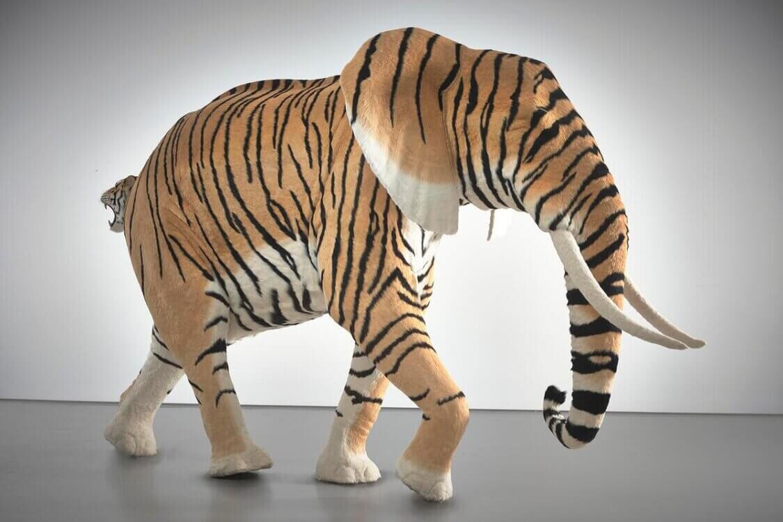 <p>Tian Longyu, <em>A… O!</em>, 2014-2015, fur, leather, fibreglass, metal, approximately, 251 x 195 x 430 cm.</p>