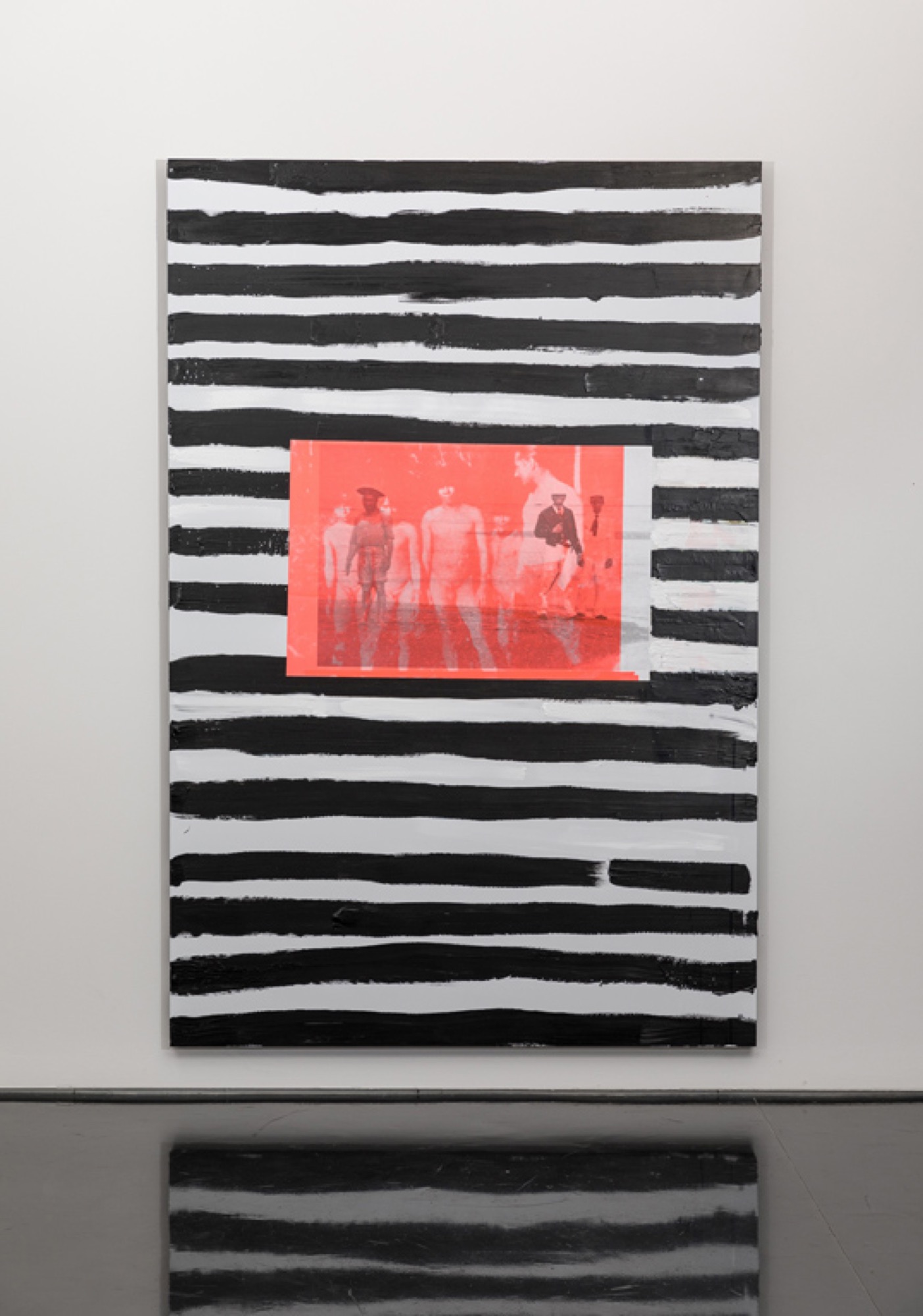 Brook Andrew, <em>The Setting Sun</em> 2017, Paper, acrylic polymer paint, paper, ink and glue on dibond, 240x160cm. Image courtesy the artist and Tolarno Galleries, Melbourne.