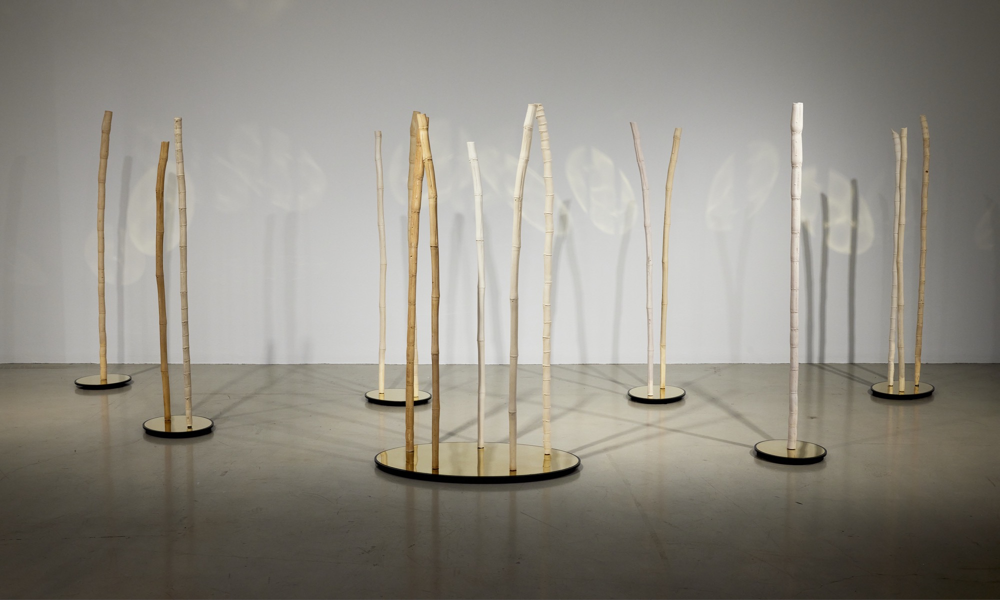 Shivanjani Lal, Aise Aise Hai (how we remember), 2023. Plaster, cement, turmeric, calcium hydroxide and brass, dimensions variable. Photo: Mim Stirling.