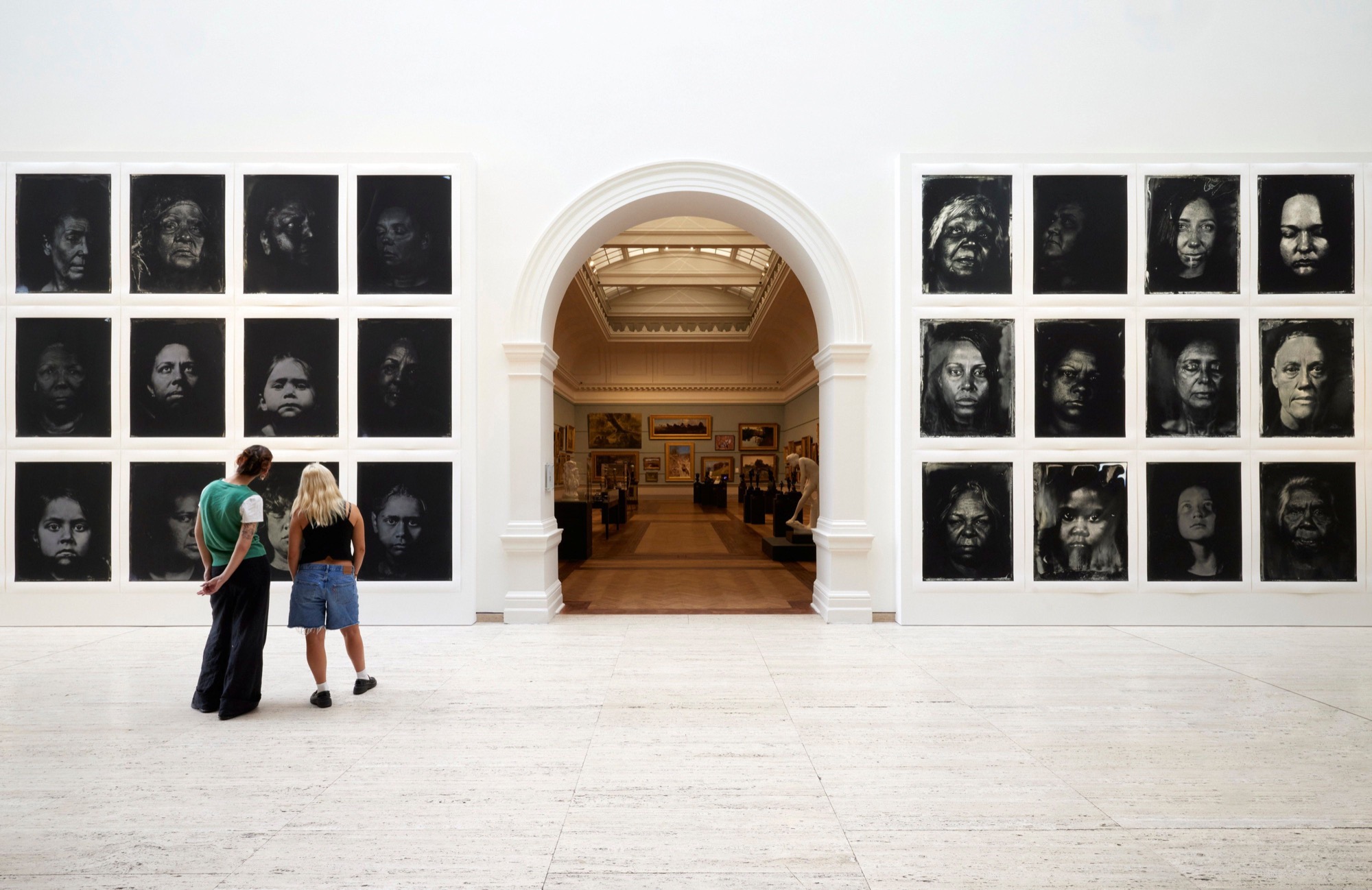 Installation view of Brenda L. Croft’s series <em>Naabami (thou shall/will see): Barangaroo (army of me)</em>, 2019–22 presented as part of The National 4: Australian Art Now at the Art Gallery of New South Wales. Photograph © Art Gallery of New South Wales, Mim Stirling