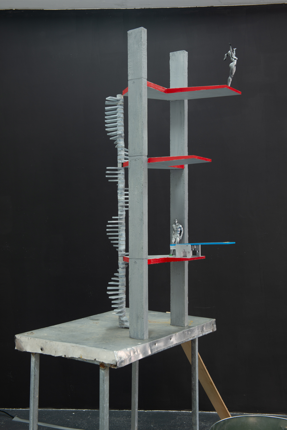 Matthew Ware, <em>Scale model of Harold Holt Diving Board reimagined as a mouse trap so the mice can have one last thrill before they die</em>, 2021, wood, plastic, resin, glue, aluminium, paint. Photo: Nicholas James Archer