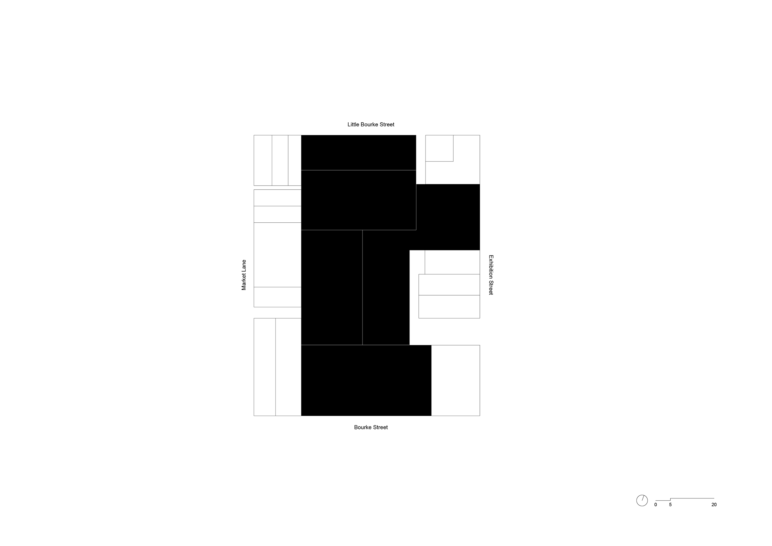 <p>Site plan of the Paramount Centre showing how it hugs nearby buildings on Exhibition Street.</p>