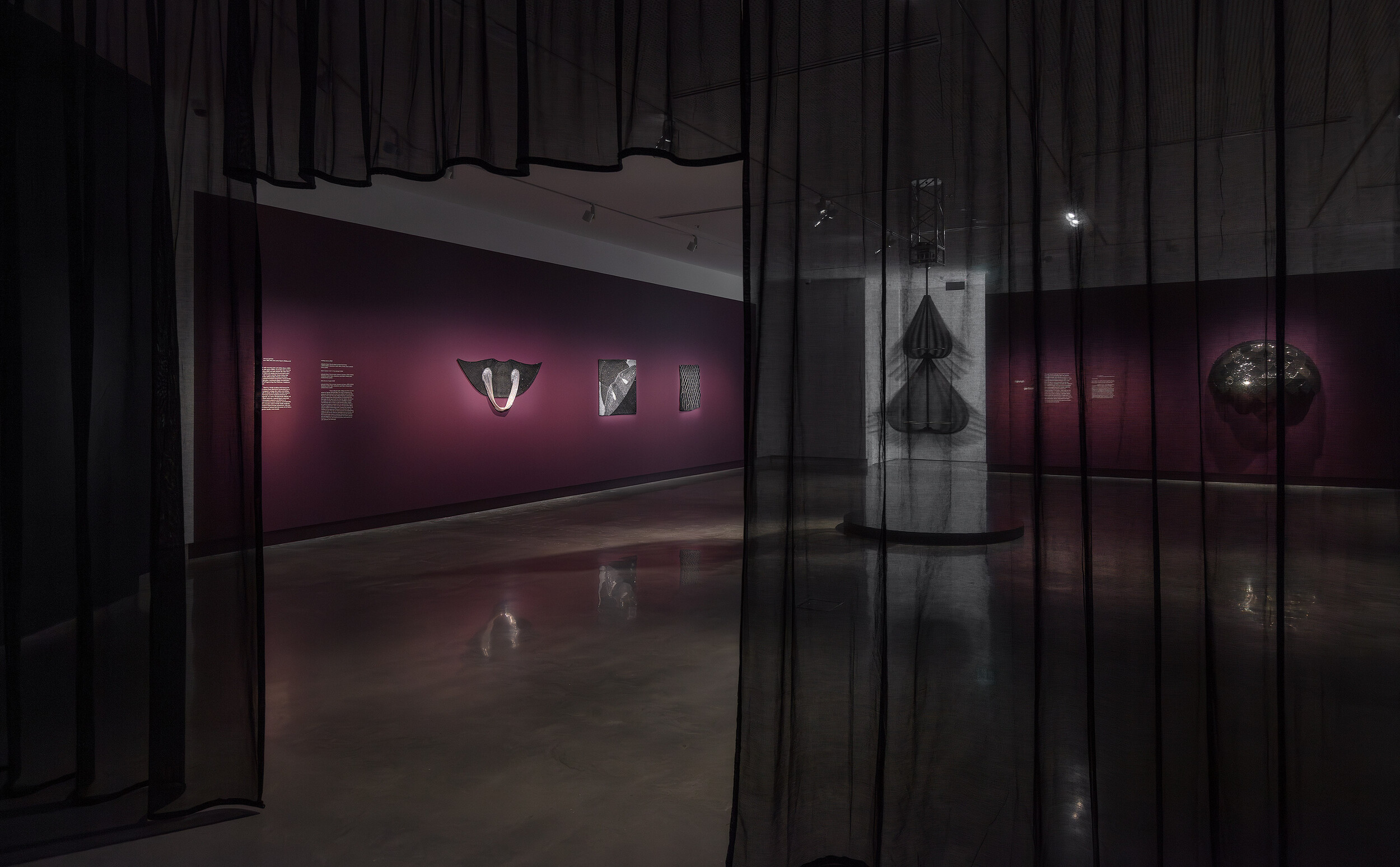 <p>Installation view of <em>The Veil</em>, Buxton Contemporary, the University of Melbourne. Featuring Hannah Gartside, <em>Returning</em>, 2025, <em>Sarah</em>, 2020, and <em>Floating Prism</em>, 2016 (re-worked 2025). Photography by Christian Capurro</p>