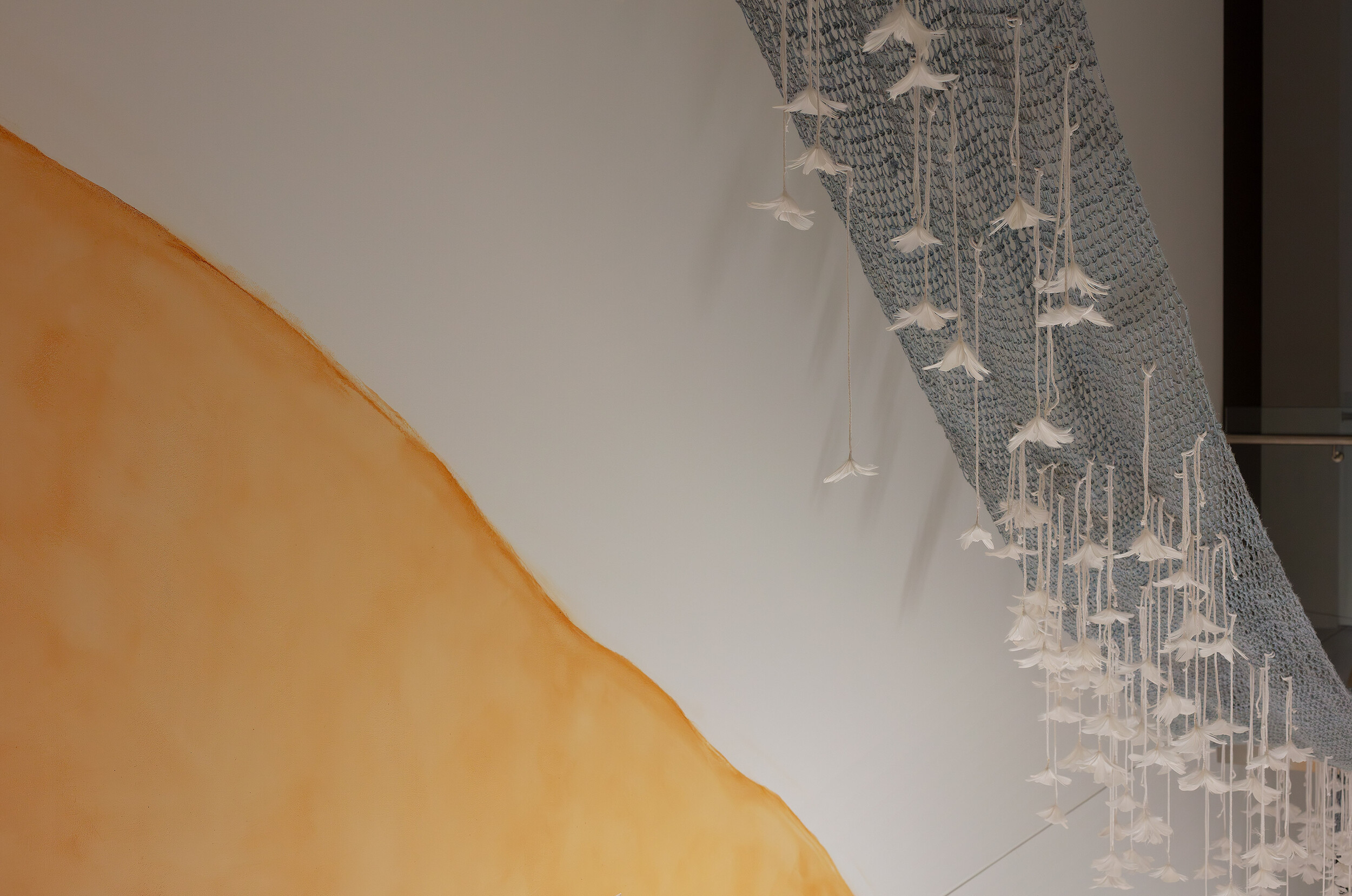 <p>Installation view of <em>The Veil</em>, Buxton Contemporary, the University of Melbourne. Featuring Glenda Nicholls, <em>The Reflection Net</em>, 2024. The University of Melbourne Art Collection. Photography by Christian Capurro</p>