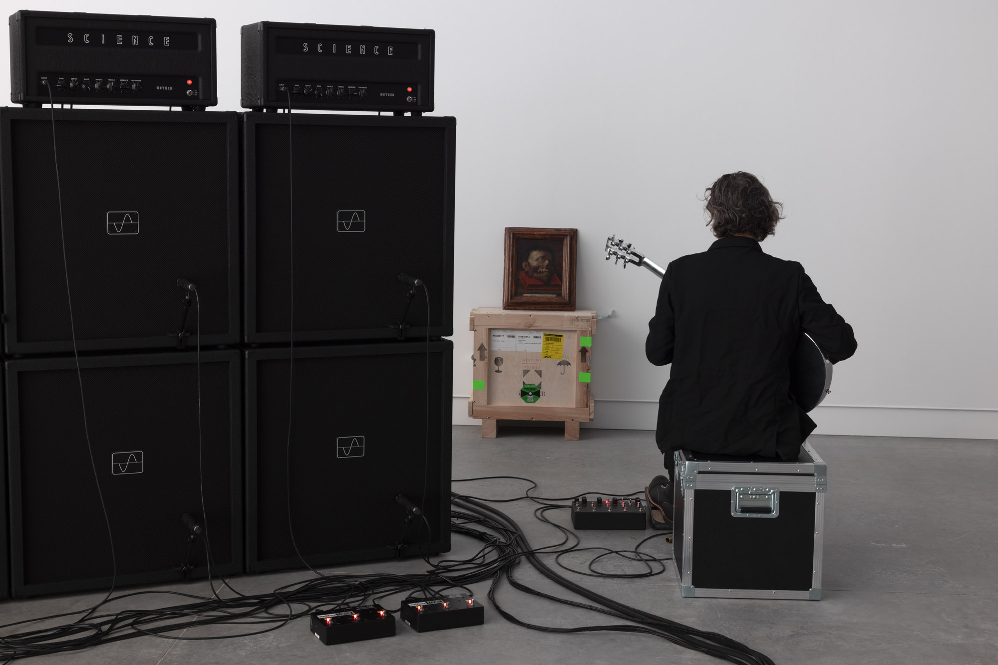Marco Fusinato, <em>DESASTRES</em>, 2022, solo durational performance as installation, 200 days. Installation view, Australia Pavilion, 59th International Art Exhibition of La Biennale di Venezia, 2022. Photographer: Andrea Rossetti.