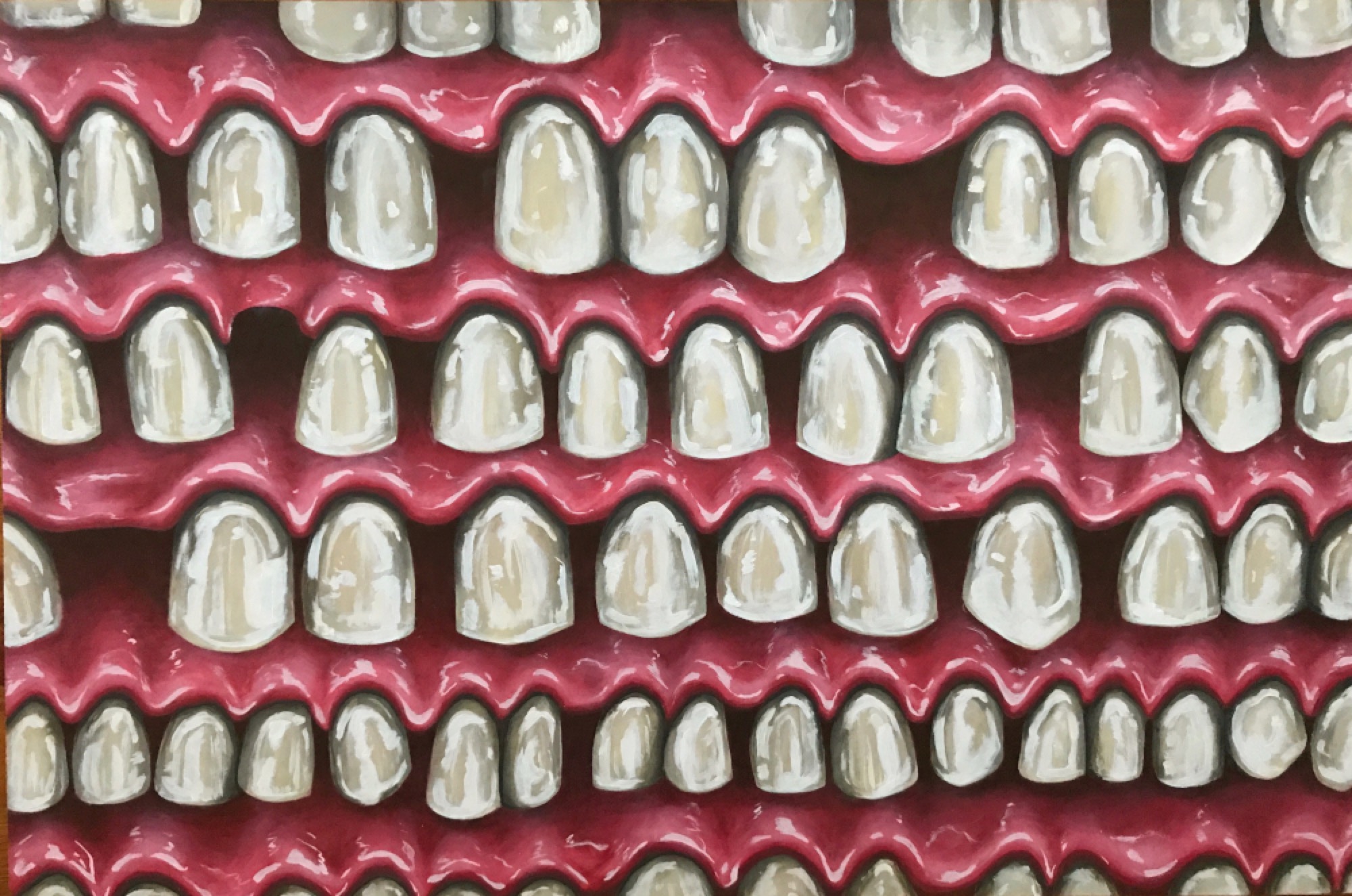 Emily Caudry, <em>Big Chompers</em>, acrylic on MDF, 60cm x 90cm. Courtesy of the artist.
