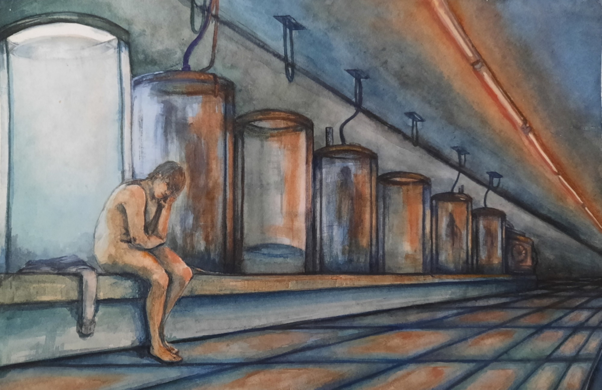 Enya Hu, <em>Decision Making</em>, 2020, watercolour on paper, 21.5cm x 33cm. Courtesy of the artist.