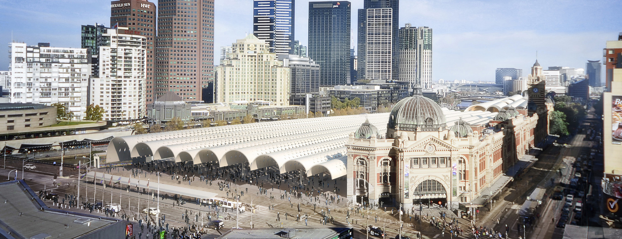 Flinders Street Station design concept. Courtesy HASSEL + Herzog & de Meuron.