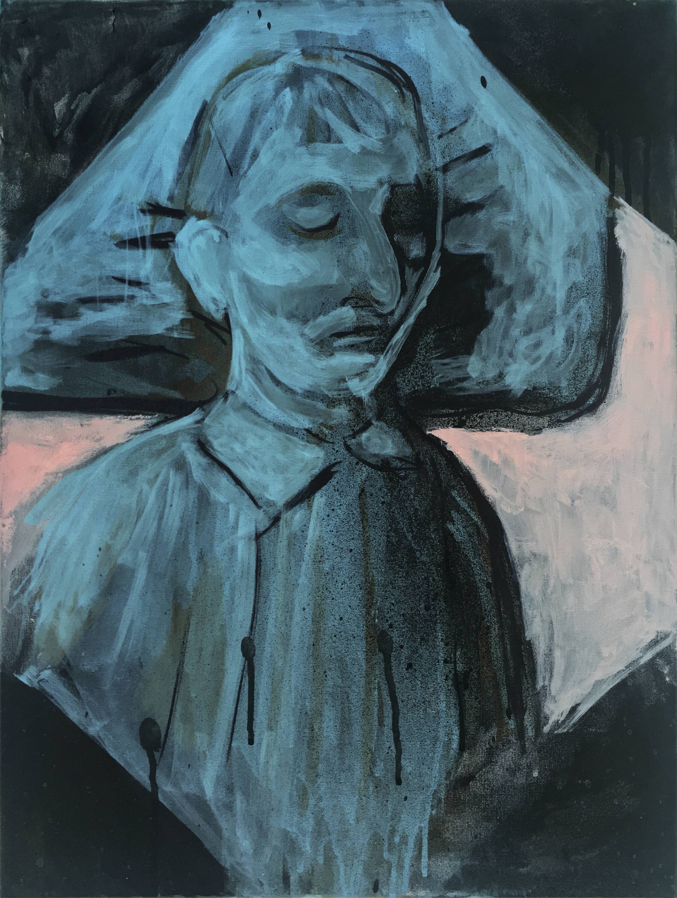 <p>Installation view of Tony Clark, <em>Design for a Cameo Portrait I</em>, 2019, acrylic and ink on canvas, 61 x 45.5 cm, Buxton Contemporary, the University of Melbourne. © The artist and Murray White Room, Melbourne. Photo: Christian Capurro.</p>