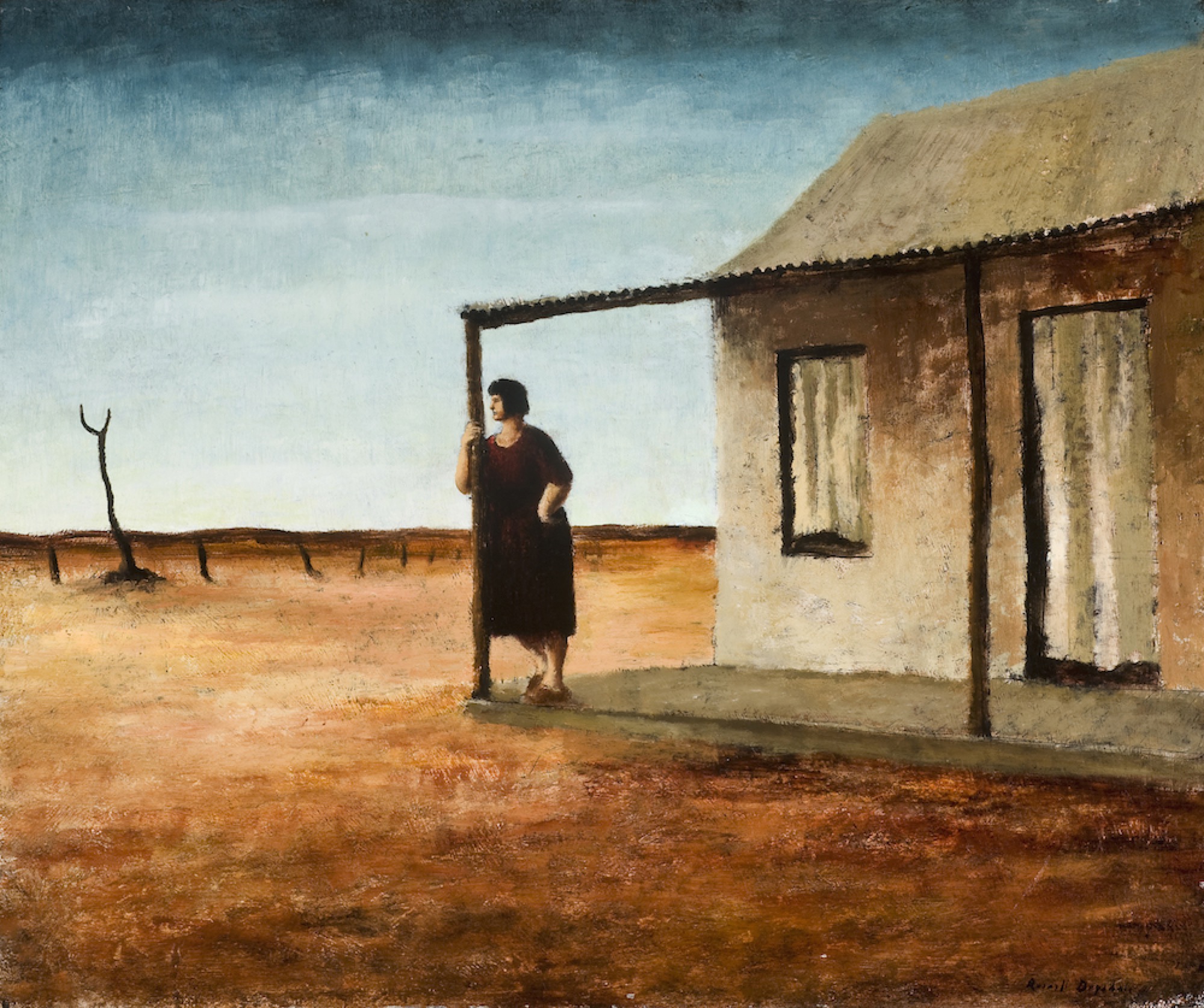 Russell Drysdale, <em>Evening</em> (1945), oil on canvas, 50 x 60.5 cm. Photo courtesy of Tarrawarra Museum of Art