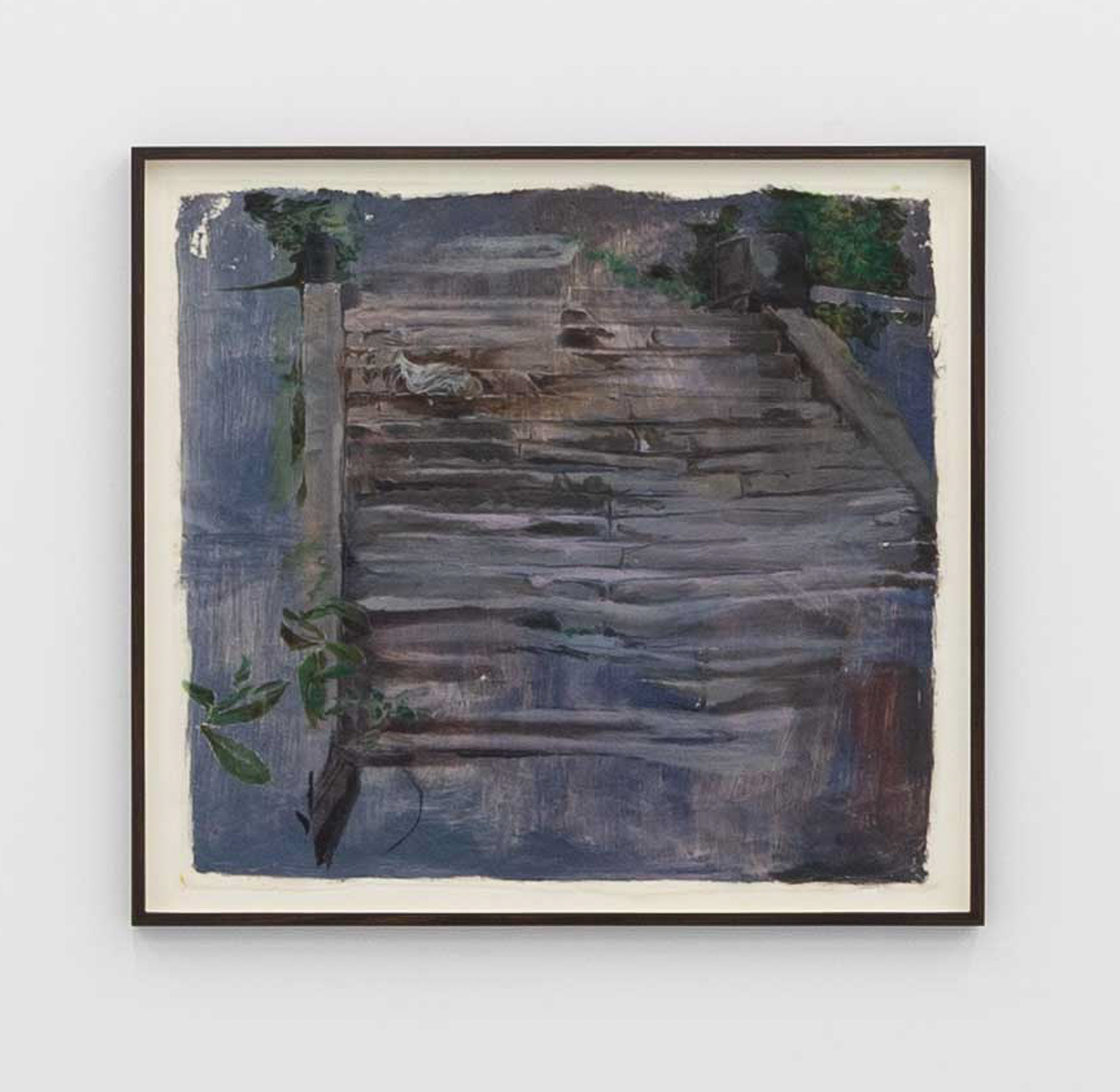 <p>Nikholis Planck, <em>Untitled (staircase w/ sandbag)</em>, 2022, water soluble oil and coloured pencil on conjoined wax paper, 60 × 66<em> </em>cm. Courtesy ReadingRoom, Naarm / Melbourne. Photo: André Piguet.  </p>