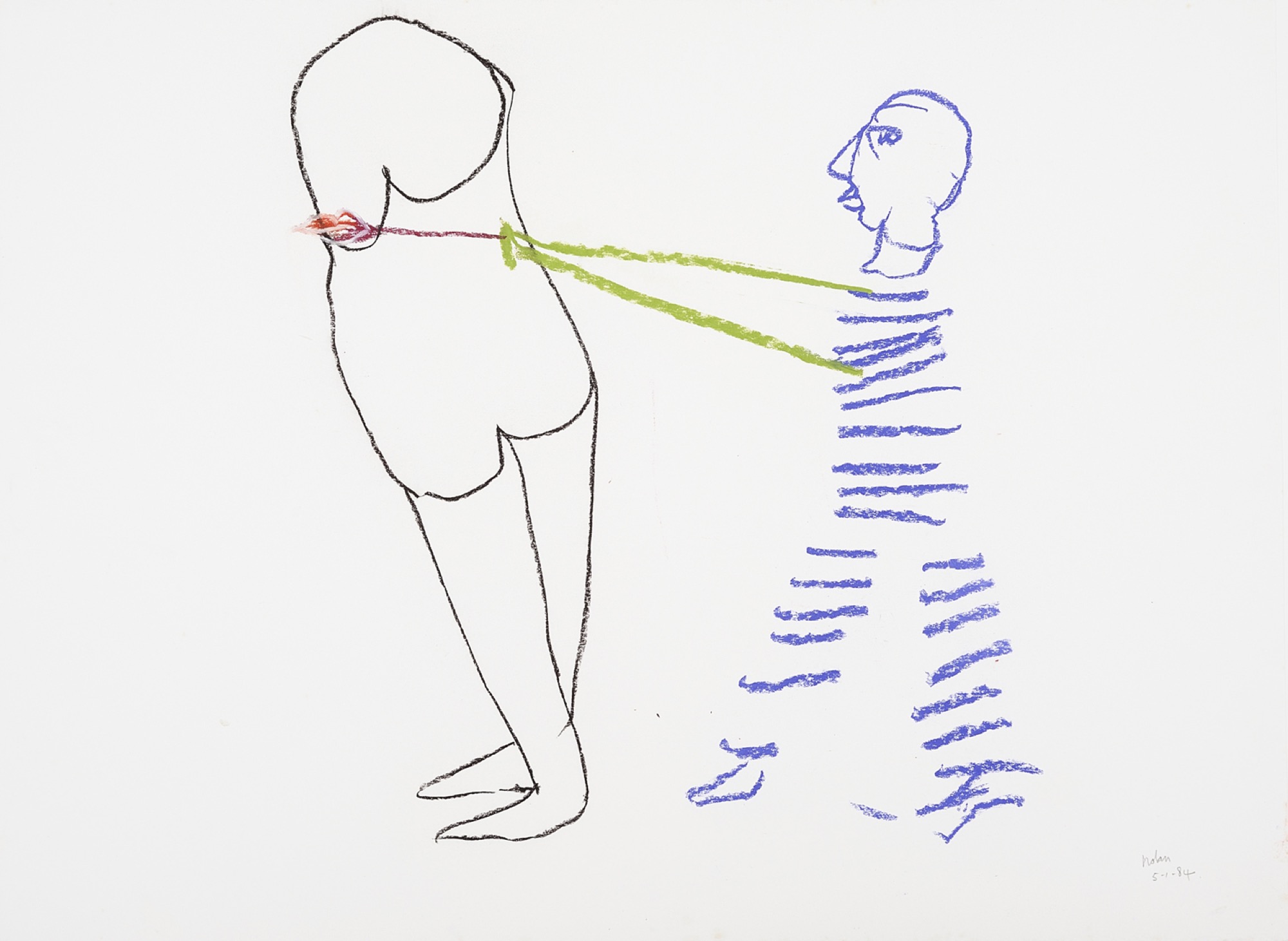 Sidney Nolan, <em>Artist Drawing a Nude</em>, 1984, pastel on paper, 57.00 x 76.50.