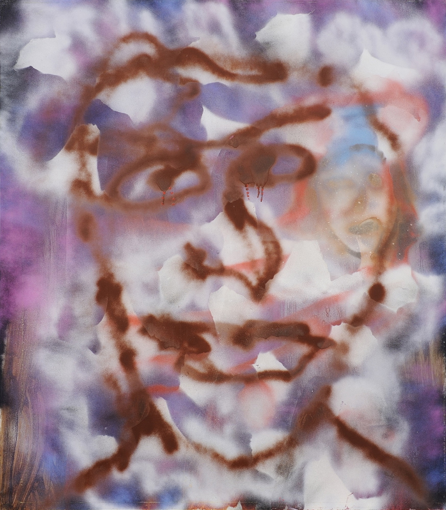Sidney Nolan, <em>Bombing of Berlin</em>, 1984, spray enamel on paper on canvas, 183.00 x 160.00.
