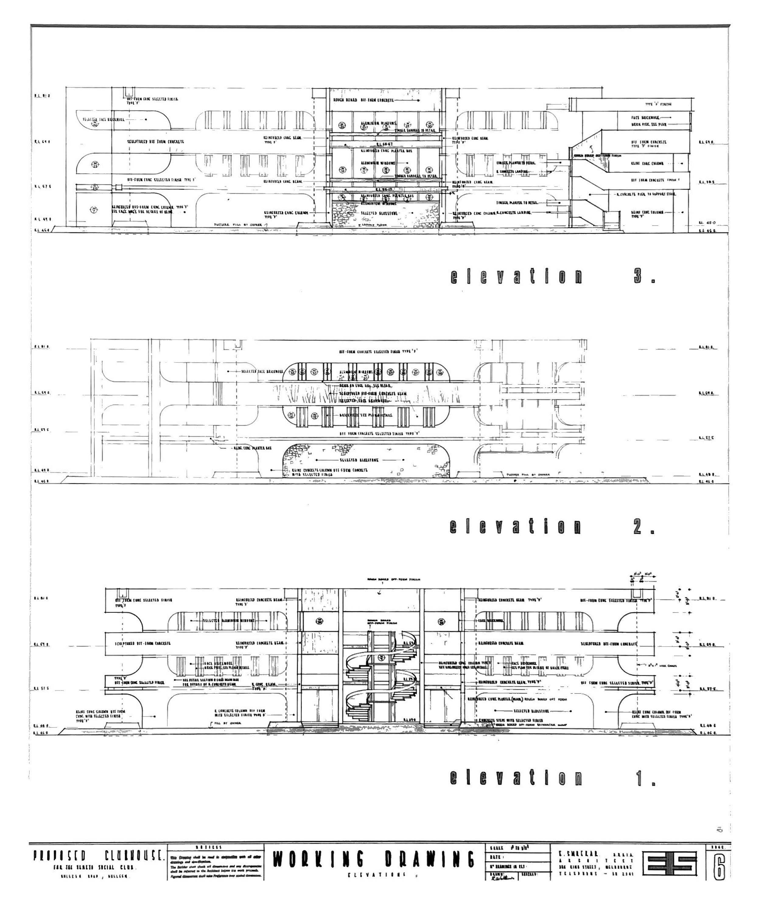 <p>Elevations. Drawing courtesy of the Veneto Club.</p>