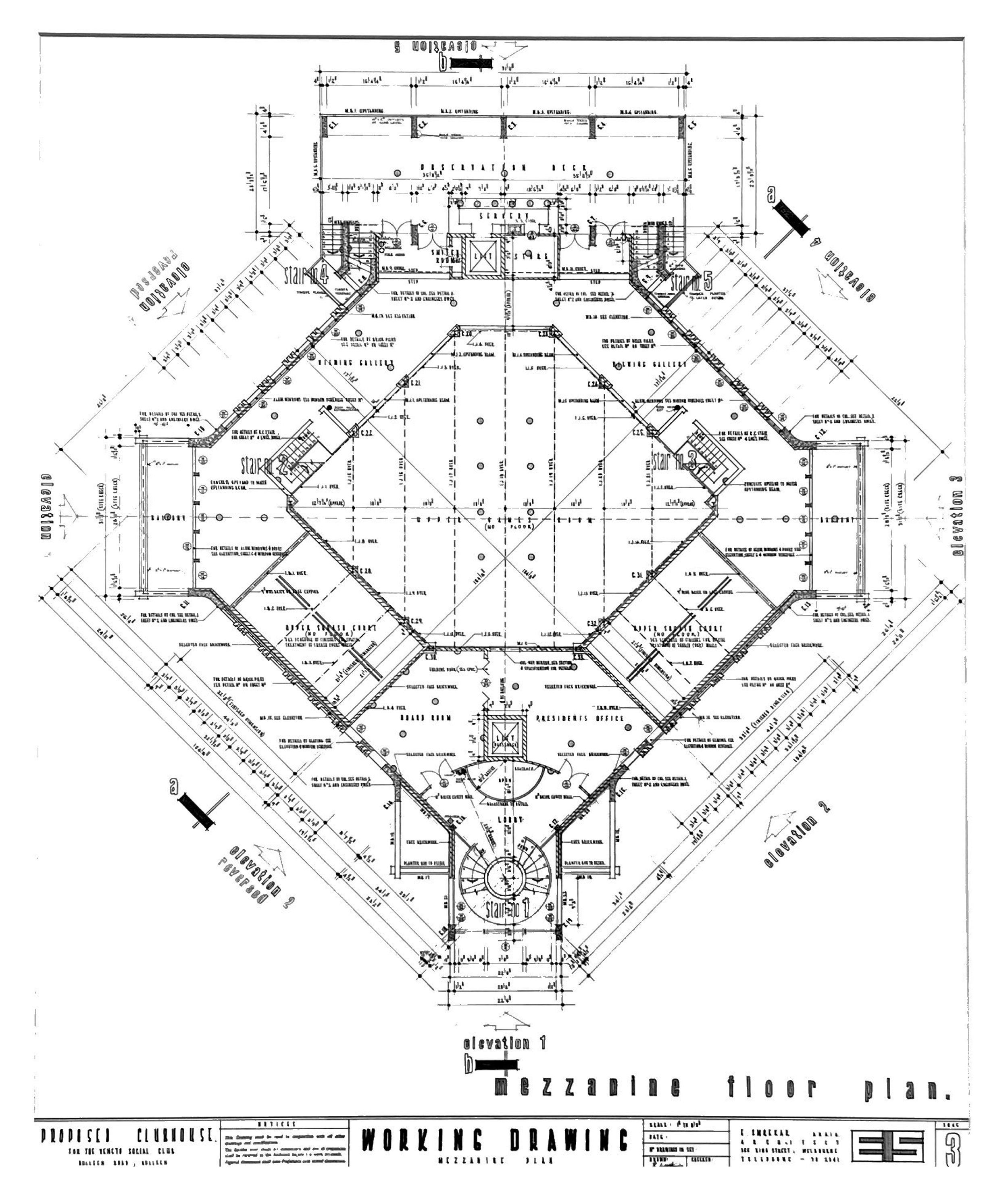 <p>Mezzanine (middle) level floor plan. Drawing courtesy of the Veneto Club.</p>