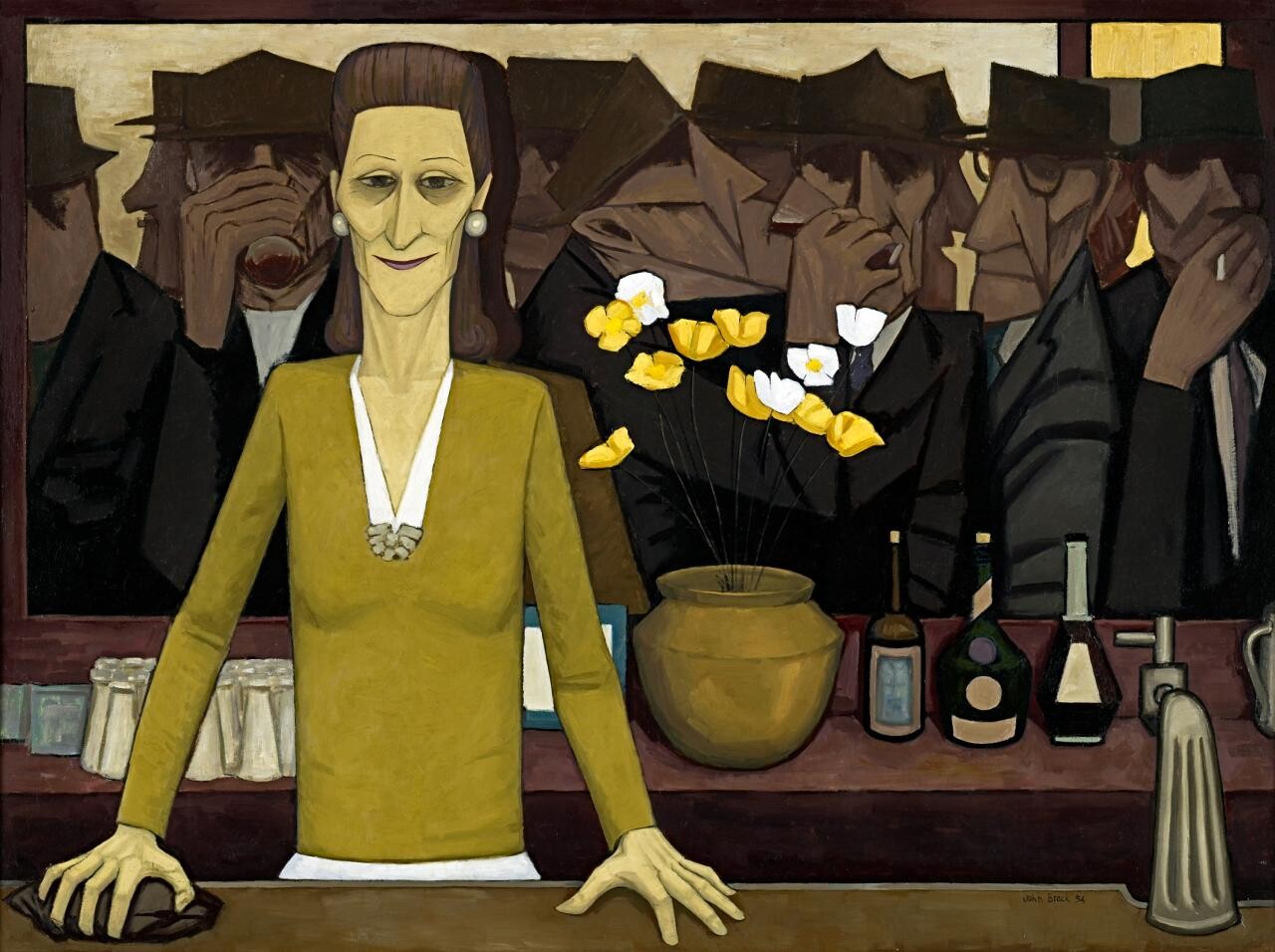 <p>John&nbsp;Brack,&nbsp;<em>The bar,</em>&nbsp;1954 © Helen&nbsp;Brack. Image courtesy National Gallery of Victoria, Melbourne</p>
