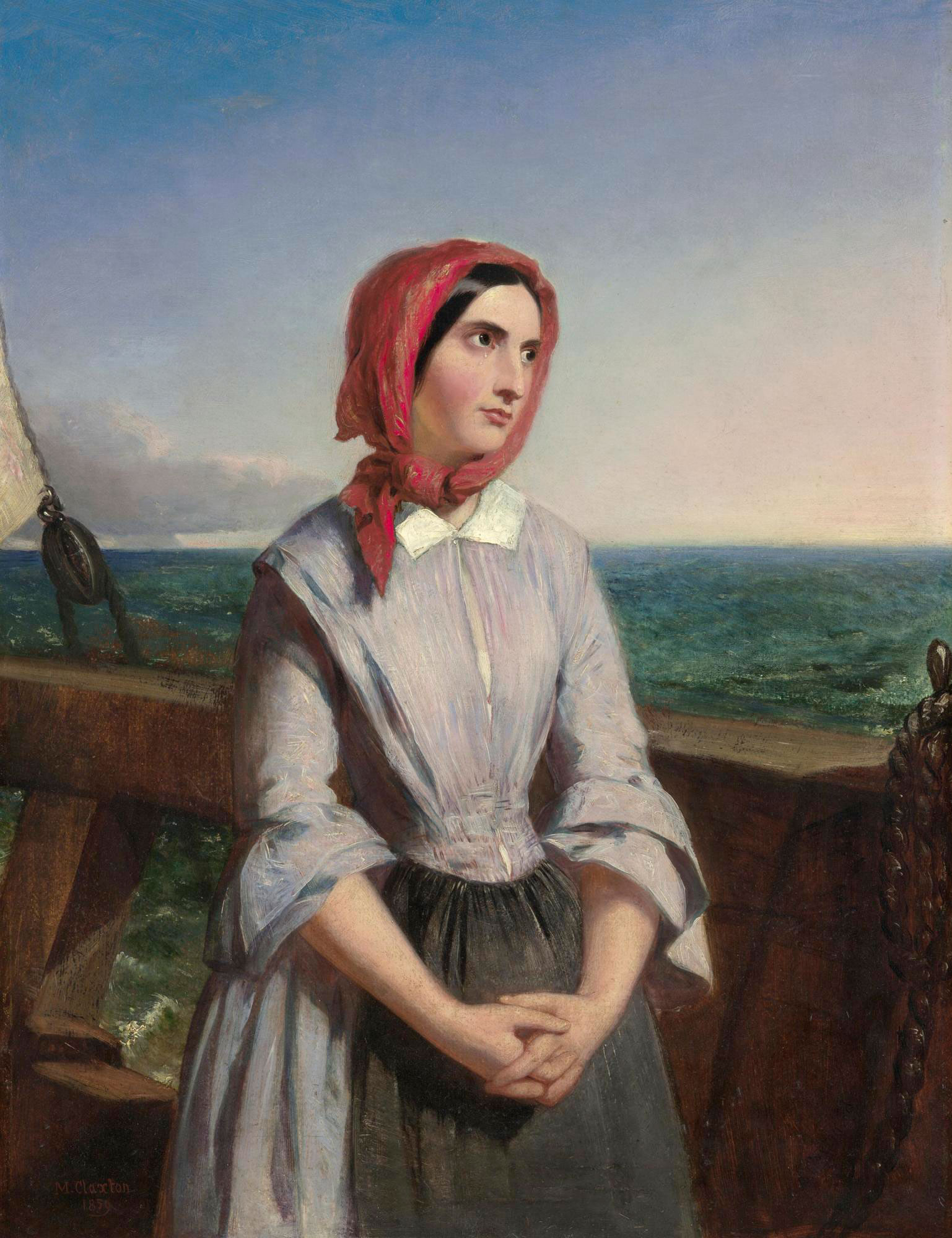 Marshall Claxton, <em>An Emigrant’s Thoughts Of Home </em>(1859), oil on cardboard, 60.7 x 47.0 cm, National Gallery of Victoria, Presented by the National Gallery Women’s Association 1974