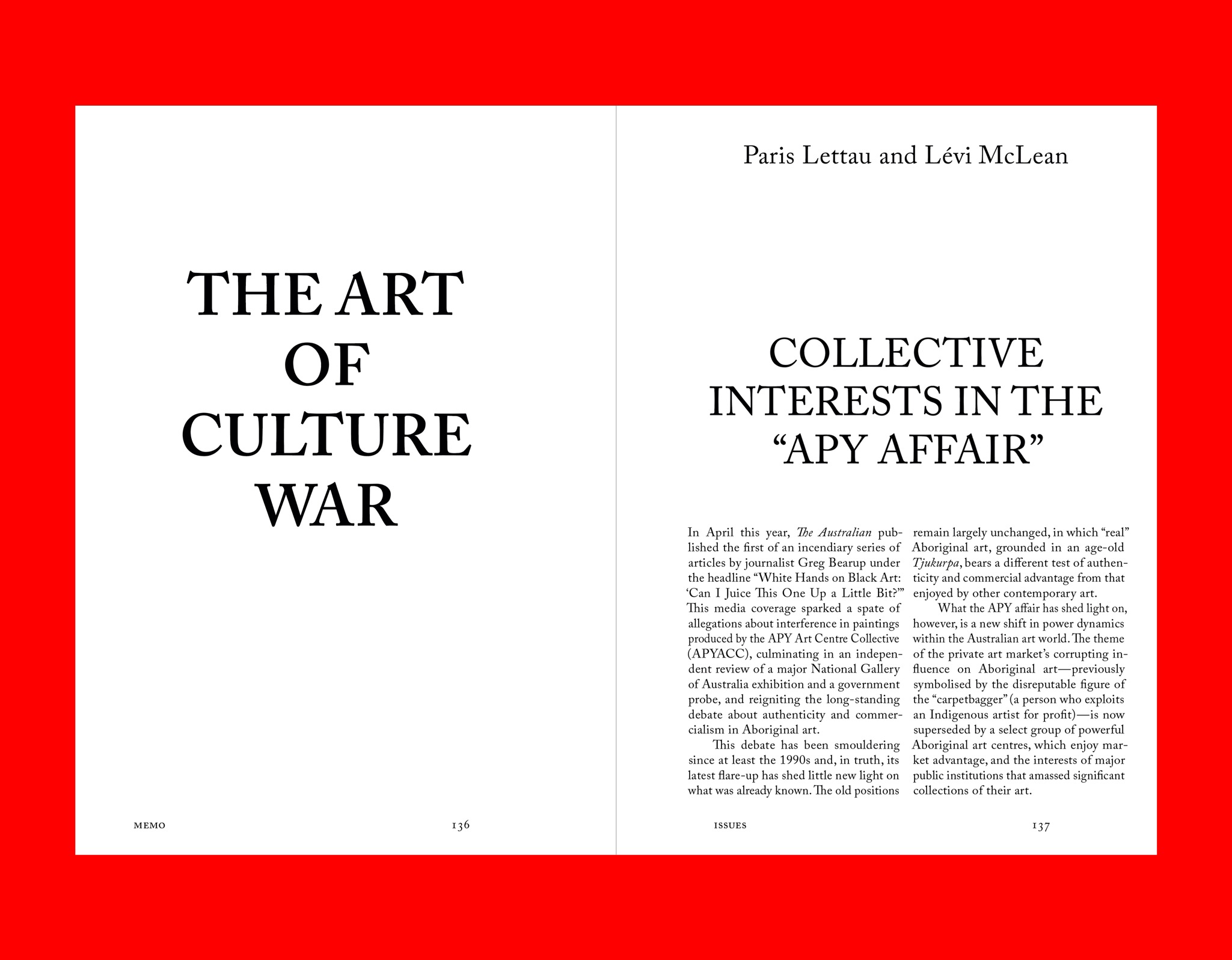 Memo, Issue 1